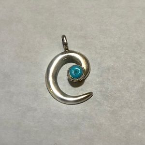 Vintage SterlingSilver LD Signed Turquoise Pendant